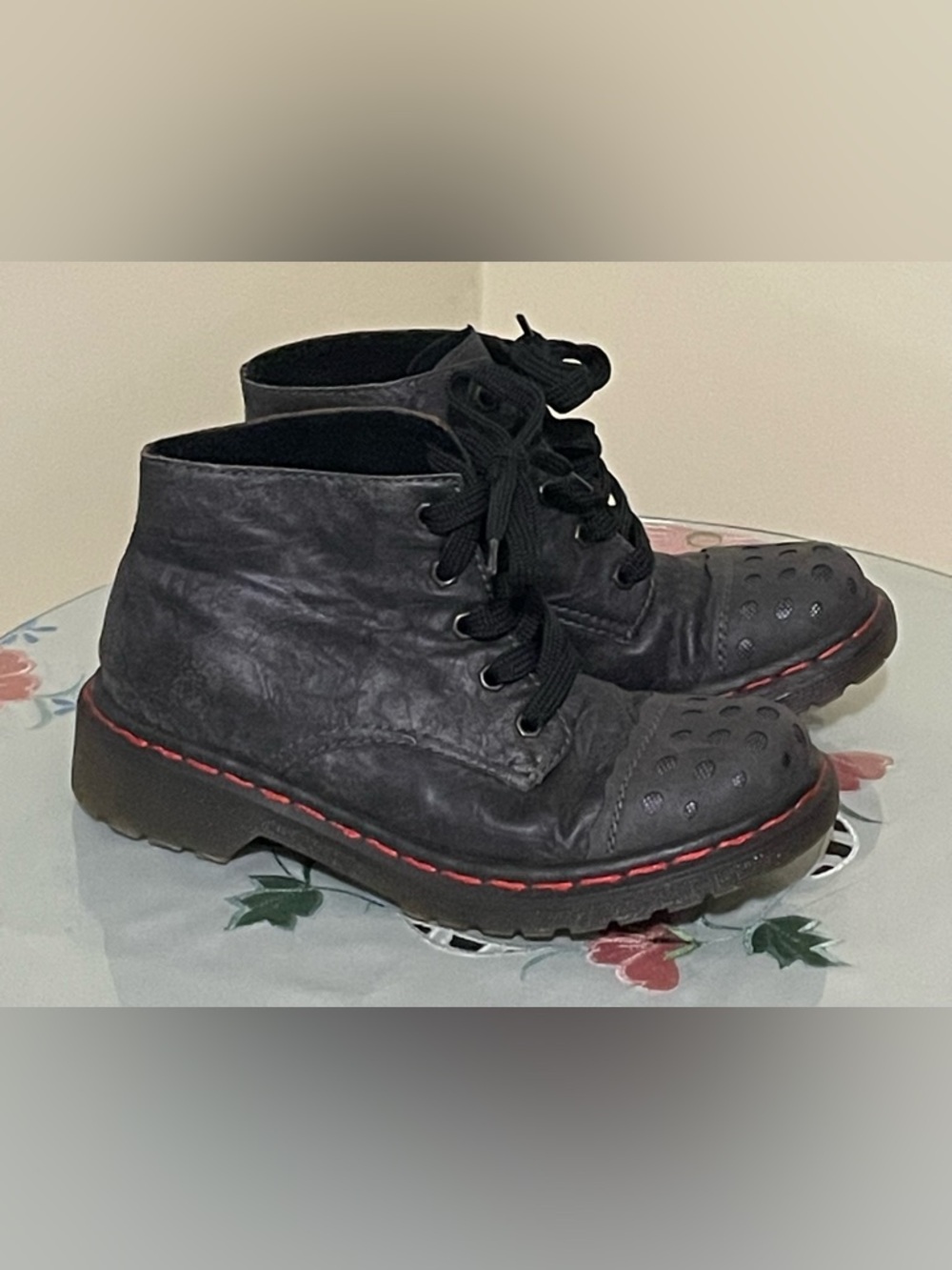 🌸NEW Rieker Pewter Ankle Boots with Red Stitch Detail size 37 EUR or 6.5 US